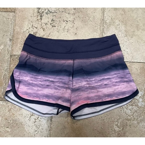 SUPER RARE Lululemon Beachscape Groovy Run Pink Purple Ombré Shorts Sz 8 unicorn - Picture 2 of 8